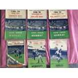 FA Cup Final Football Programmes: 1950 1951 1952 1954 1955 + 1957. Rusty staples with 3 having