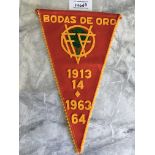 1964 Manchester United Tour Pennant: Players participating pennant for the match v Bilbao FA who