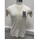 1960 Maurice Setters England Under 23 Match Worn Football Shirt: White short sleeve with word