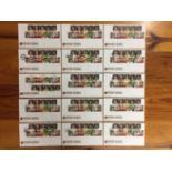 George Best First Day Covers: Football Heroes Stamps 2013. Full set of 11 stamps on each cover to