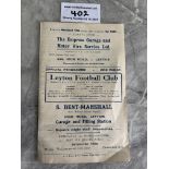 29/30 Leyton v Fulham FA Cup Football Programme: Good condition from the 2nd round proper. 4 pager