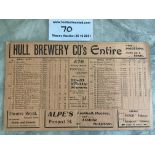 1905/1906 Hull City v Leicester Fosse Football Programme: Second division match dated 14 4 1906.