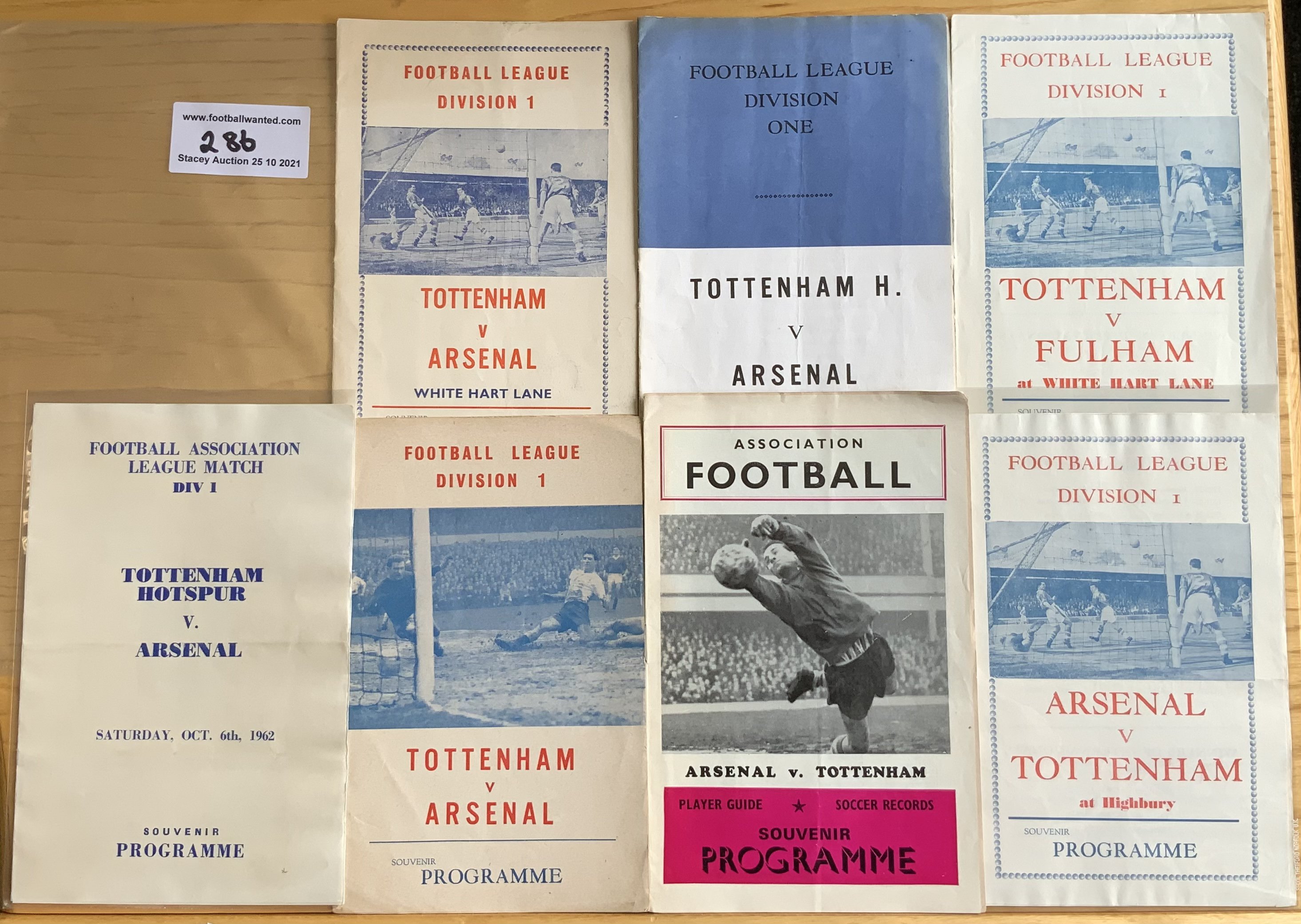 Tottenham v Arsenal Pirate Football Programmes: All different in good condition to include a