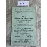 1944 Tranmere Rovers Practice Match Football Programme: Blues v Reds dated 19 8 1944. Single sheet