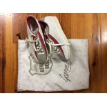 2001 Ben Sherman George Best Trainers: White with red and grey trim. C/W canvas bag.