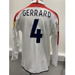 Steve Gerrard England 2004 Match Issued Euros Football Shirt: Long sleeve white with Gerrard