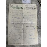 Scotland 1974 World Cup Squad Signed Hotel Paper: Formerly owned by John Blackley an A4 sheet hand