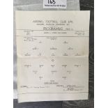 64/65 Arsenal v QPR London Youth Cup Final Football Programme: Single sheet dated 8 5 1965.