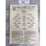 54/55 Arsenal v Leiston Youth Cup Football Programme: Single sheet dated 23 10 1954. Unwritten in