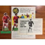 1969/70 George Best Figure + Adverts: Shoot magazine 7.5 inch heavy card stand up footballers and