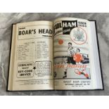 53/54 Fulham Bound Volume Of Football Programmes: 1st team with covers, often with writing to team