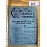 32/33 Cardiff City v Newport County Football Programme: Excellent condition with excellent