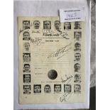 1966 England World Cup Signed Team Page: Original WC Final programme team page signed by 8 players