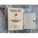 1936 Fully Signed Sheffield United FA Cup Football Menu: Signed in pencil inside by most of the