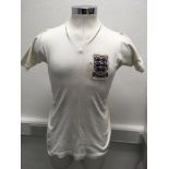 England Under 23 Match Worn Football Shirt: White Bukta short sleeve shirt with Intermediate under 3