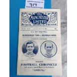 1928 FA Cup Semi Final Football Programme: Huddersfield Town v Sheffield United played at Manchester