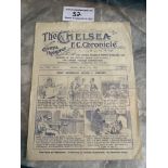 1921/22 Chelsea v West Brom Football Programme: Good condition with pencilled team changes.
