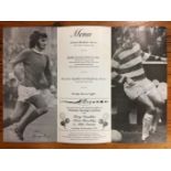 George Best + Rodney Marsh Signed Football Menu: Pictured is Best + Marsh on the menu from the