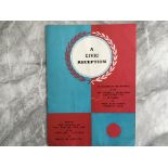 1964 West Ham Civic reception Football Menu: Four page colourful reception menu to celebrate winning