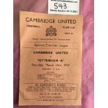 56/57 Cambridge United v Tottenham A Football Programme: Very good condition with no team changes.