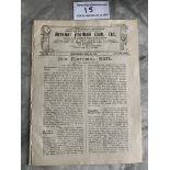1919/1920 Arsenal v West Brom Football Programme: Ex bound 4 page sheet in good condition with no