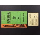 66/67 Blackpool v Manchester United Football Programme + Ticket: Good condition dated 8 10 1966. (