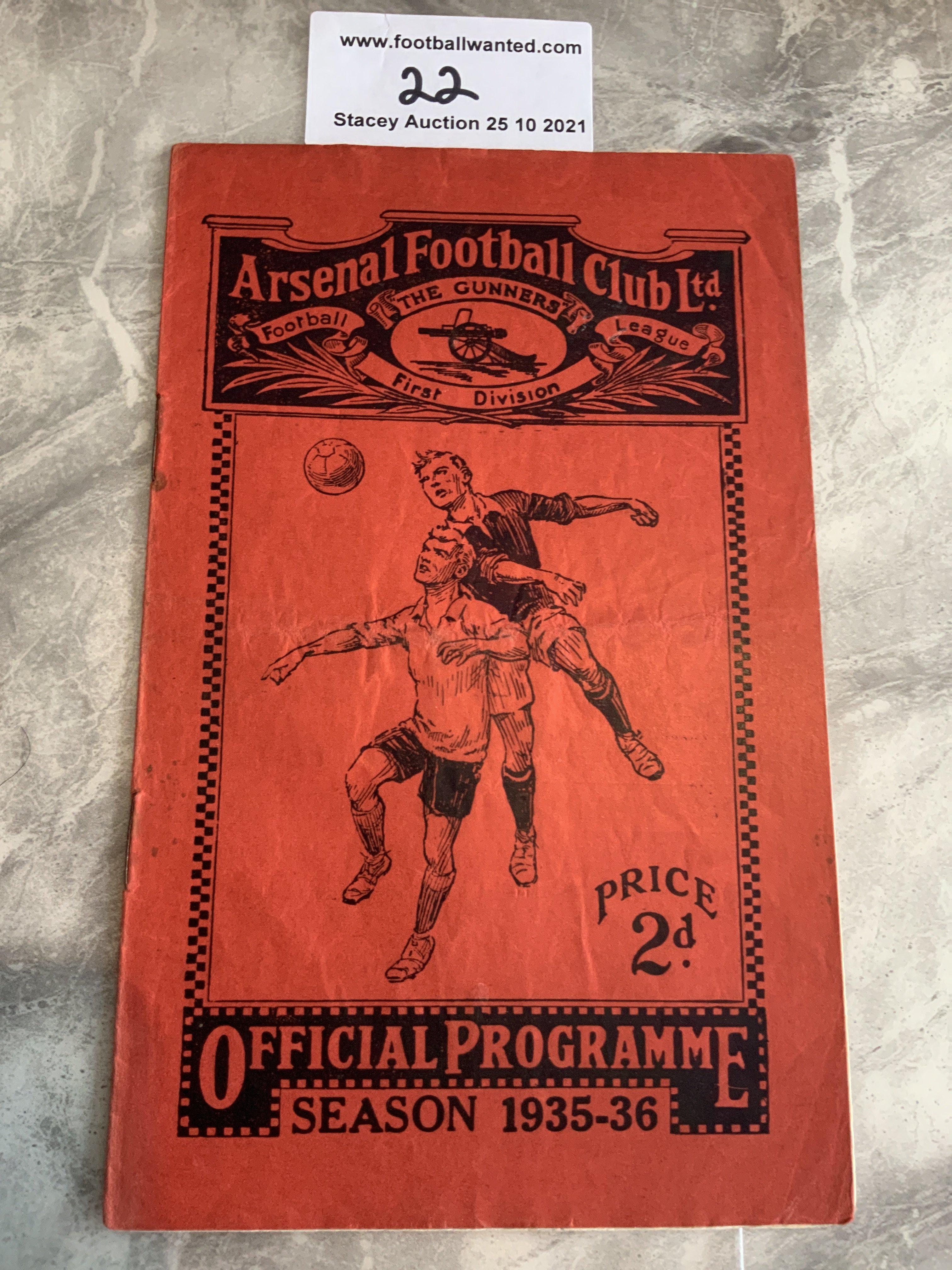 35/36 Arsenal v West Brom Football Programme: Good condition with no team changes. Rusty staples