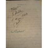 Old Football Autographs: Tatty exercise book with pre war autographs. Includes Portsmouth x 7,