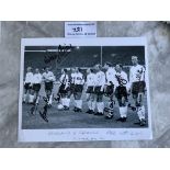 England 1966 World Cup Team Signed Photo: Black and white 10 x 8 inch photo before the match v