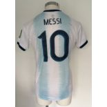 Messi Argentinian Match Worn Football Shirt: Worn v Paraguay in a 2022 World Cup Qualifier on 12