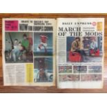 Manchester United 67/68 Football Newspapers: Daily Express, March of the Mods + Manchester Evening