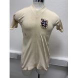 1950s Maurice Setters England Youth Match Worn Football Shirt: White short sleeve with 3 Lions