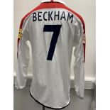 David Beckham England 2004 Match Issued Euros Football Shirt: Long sleeve white with Beckham