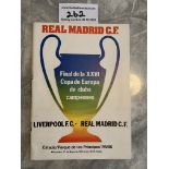 1981 European Cup Final Football Programme: Real Madrid v Liverpool Spanish version for match played