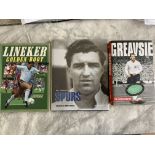 Tottenham Signed Football Books: Jimmy Greaves Bobby Smith and a soft cover Gary Lineker named