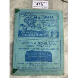 39/40 Millwall v West Ham Football Programme: League match dated 2 3 1940. Couple of ex tape marks