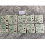 1966 World Cup Full Set Of London Tickets: All 10 green tickets with the 9 Wembley tickets and the