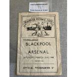 47/48 Blackpool v Arsenal Football Programme: Very creased with bit of wear to edge. 8 pager from