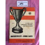 1970 ECWC Final Football Programme: Gornik Zagreb v Manchester City in good condition with no team