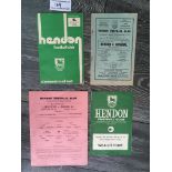1950s Hendon v Arsenal Football Programmes: 1956 + 1957 Will Mather Cup the latter being a near mint