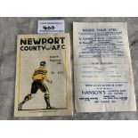 1940s Huddersfield Town Football Programmes: 48/49 Newport County away and 45/46 Sheffield United