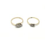 Two 18ct gold diamond rings, approx sizes P-Q and