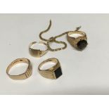 A collection of 9ct gold rings weighing in total a