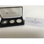 A three coin solid silver proof set The Queen Eliz