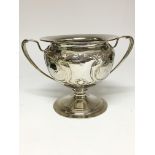 A Sheffield hallmarked silver bowl with handles, w