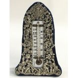 An antique William Comnys silver desk thermometer.