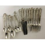 A collection of silver Kings pattern cutlery inclu