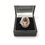 An unusual 14ct rose gold dress ring set with a la