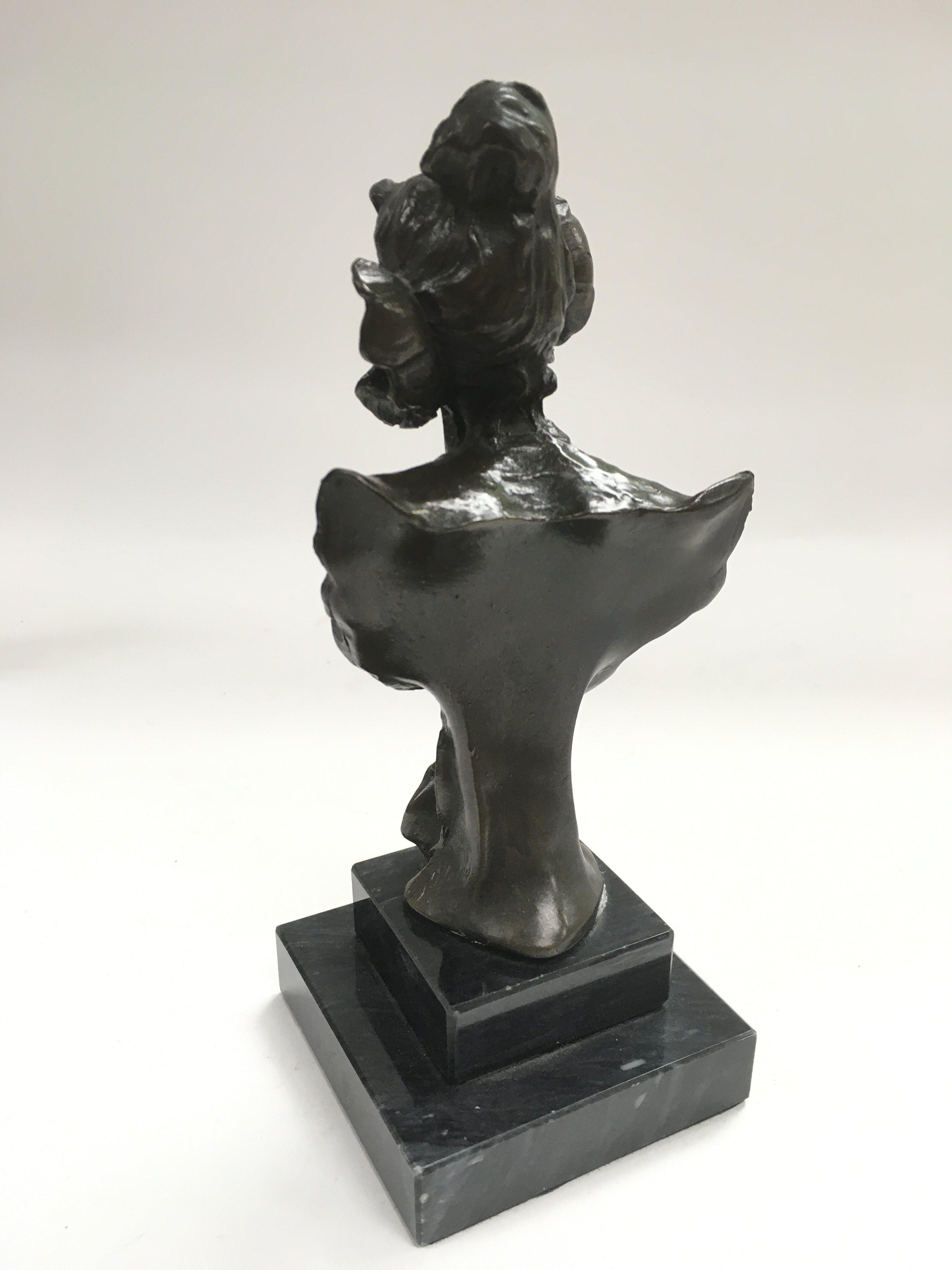 A spelter bust of an Art Nouveau lady raised on a - Image 2 of 2