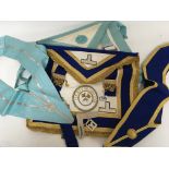 A collection of Masonic regalia collar jewel apron